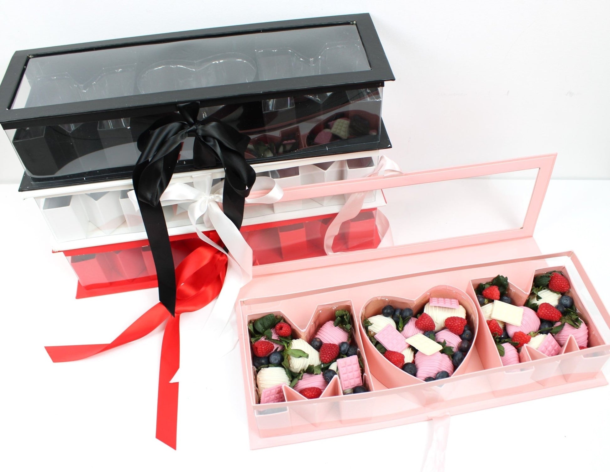 Mother's Day 'MOM' Flower Box with Clear PVC Top, Plastic Liner and Satin Ribbon - Elegant Supply