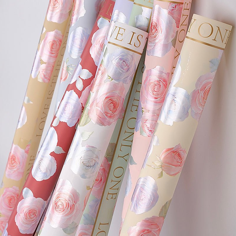 Neon Rose Pearlescent Waterproof Flower Wrapping Paper - Elegant Supply