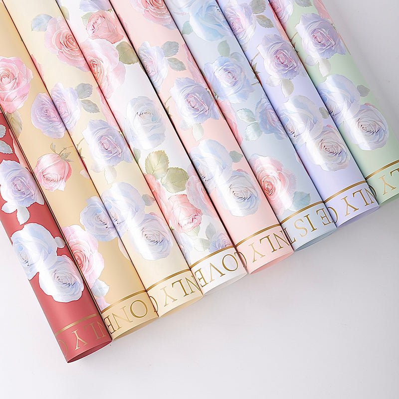 Neon Rose Pearlescent Waterproof Flower Wrapping Paper - Elegant Supply