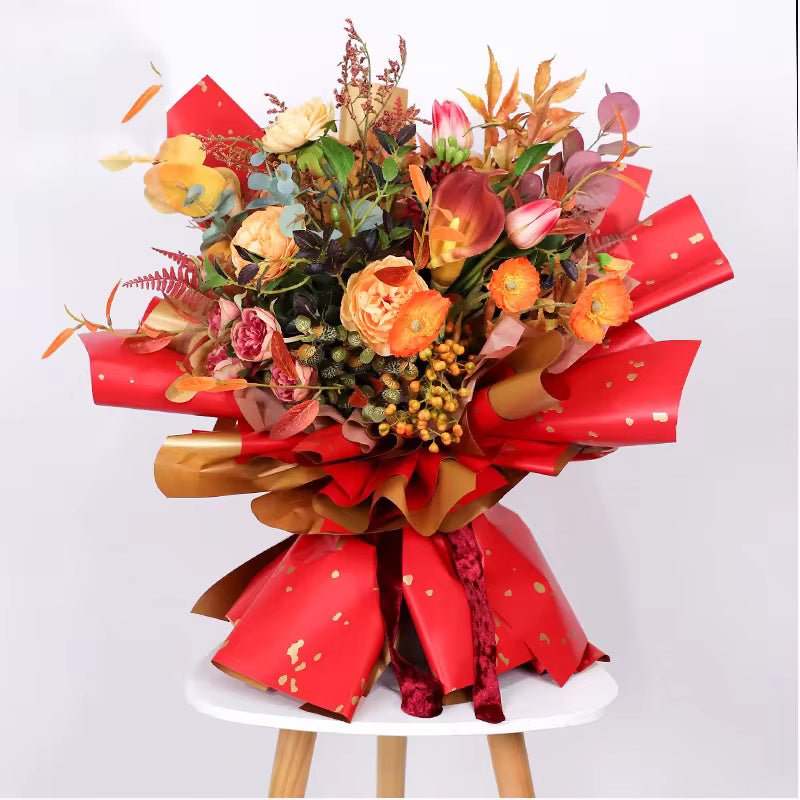 Nordic Style Gilt Gold Flower Wrapping Paper (20pcs/bag) - Elegant Supply