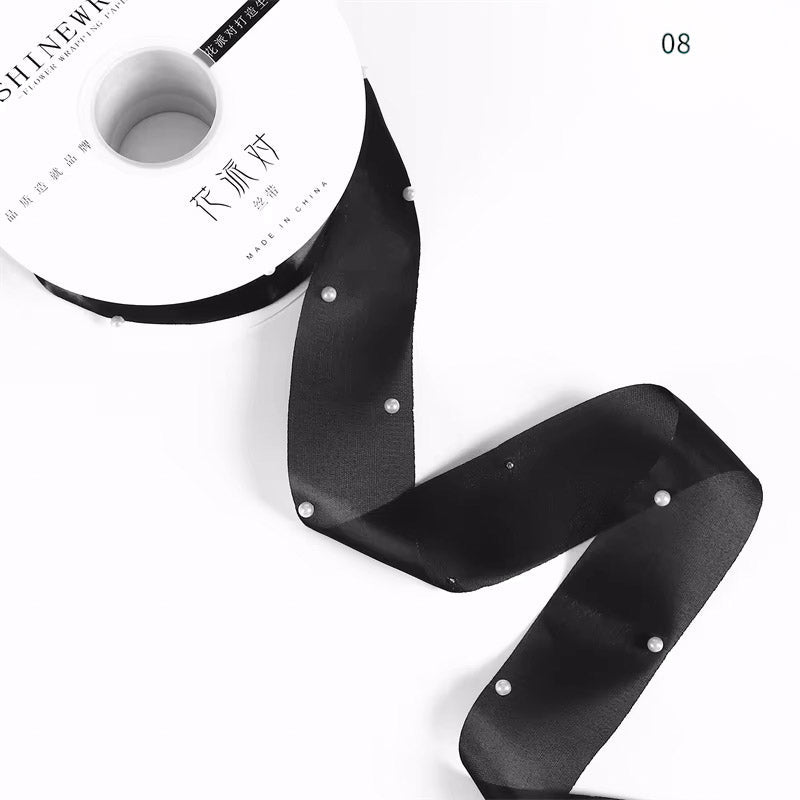 Pearl Beaded Organza Ribbon - 4CM x 10Y - Elegant Supply