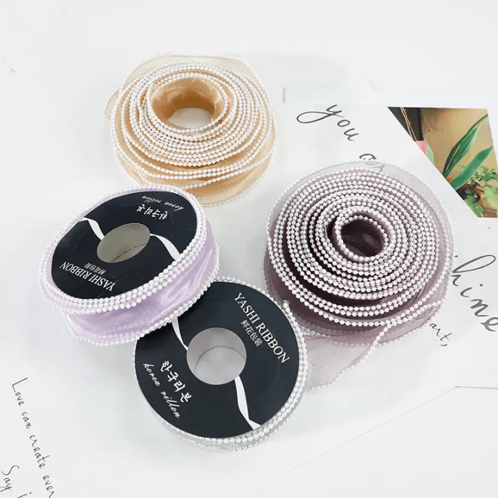 Pearl Mesh Ribbon Roll For Flower Bouquet & Gift Wrapping - Elegant Supply