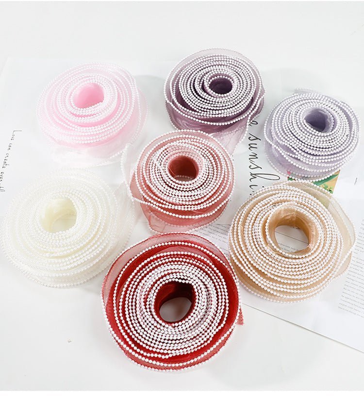 Pearl Mesh Ribbon Roll For Flower Bouquet & Gift Wrapping - Elegant Supply