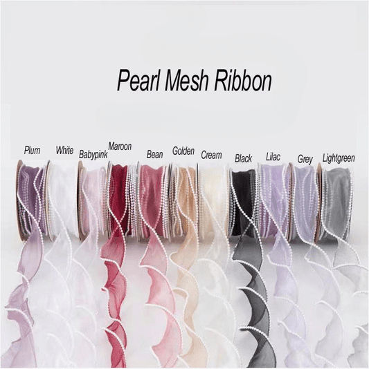 Pearl Mesh Ribbon Roll For Flower Bouquet & Gift Wrapping - Elegant Supply