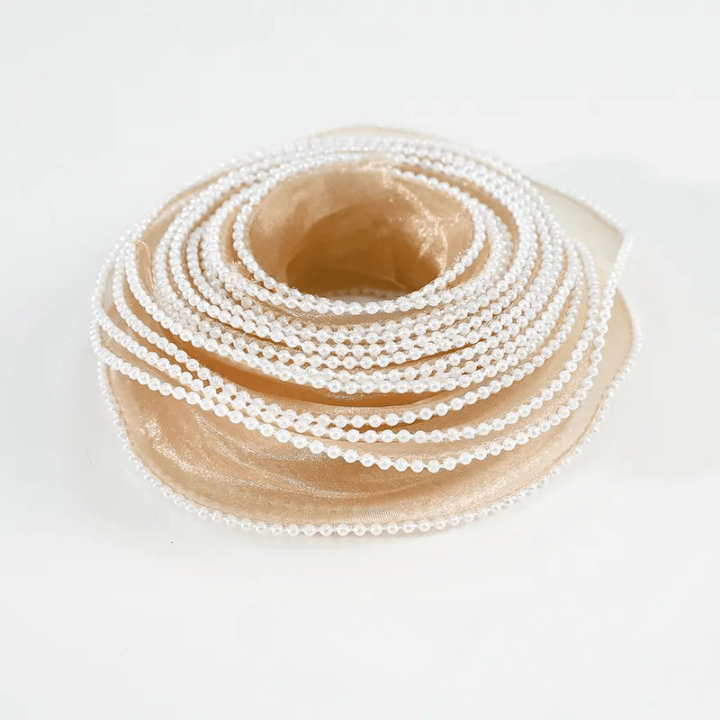 Pearl Mesh Ribbon Roll For Flower Bouquet & Gift Wrapping - Elegant Supply