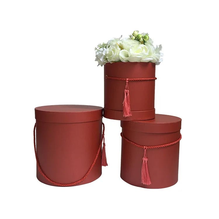 Pearly Round Flower Hat Gift Box with Tassel - Elegant Supply