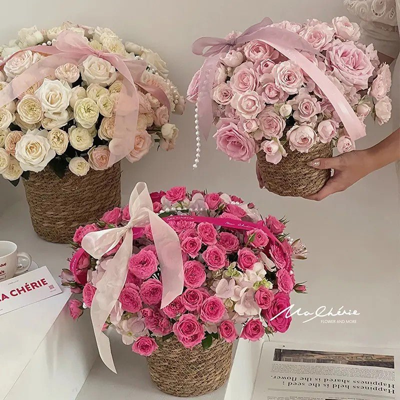 Plastic Woven Imitation Flower Basket / Bucket - Elegant Supply