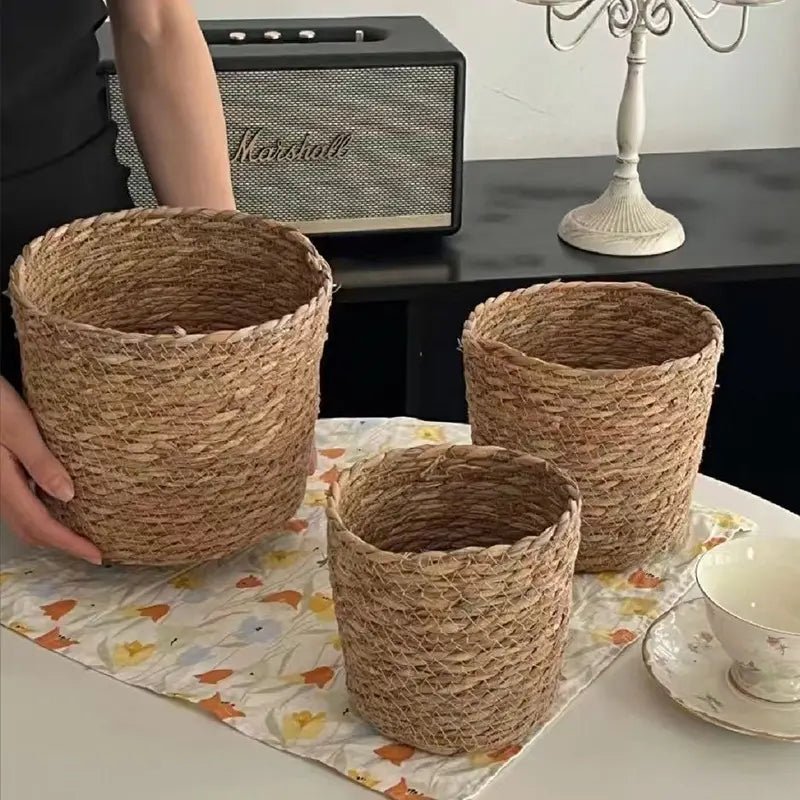 Plastic Woven Imitation Flower Basket / Bucket - Elegant Supply