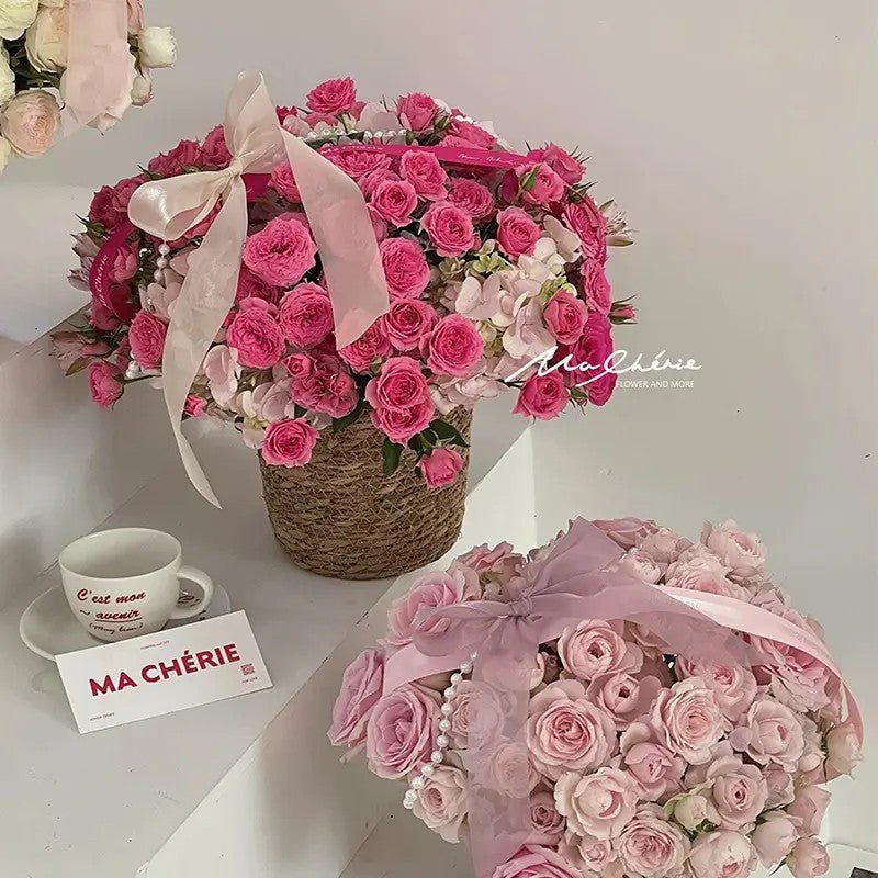 Plastic Woven Imitation Flower Basket / Bucket - Elegant Supply