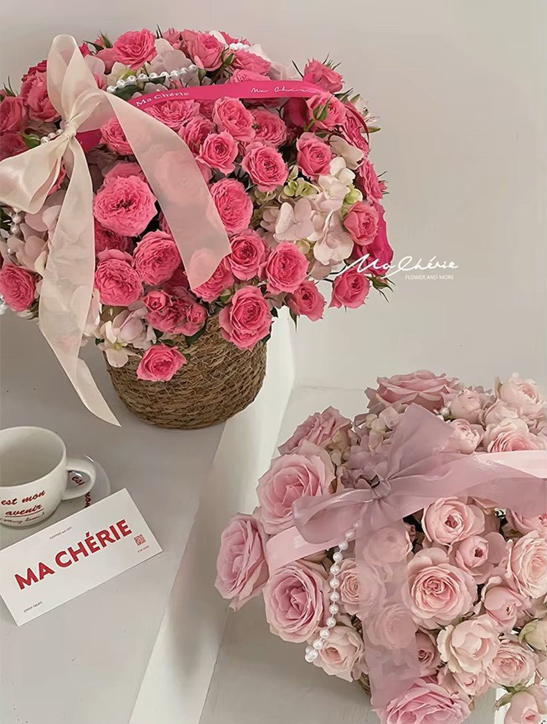 Plastic Woven Imitation Flower Basket / Bucket - Elegant Supply