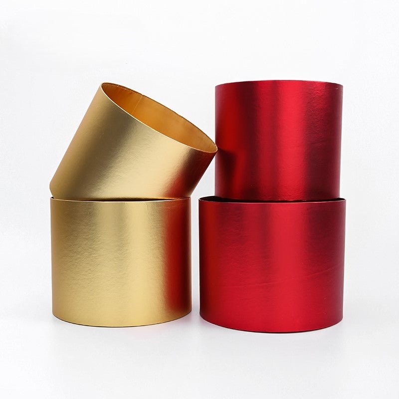 Premium Metallic Cylinder Flower Box - Elegant Supply