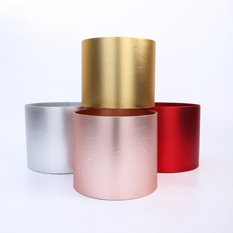 Premium Metallic Cylinder Flower Box - Elegant Supply