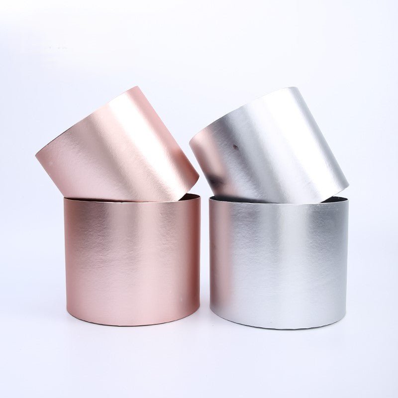 Premium Metallic Cylinder Flower Box - Elegant Supply