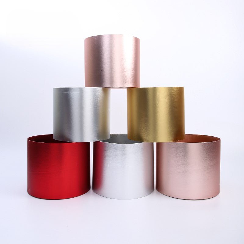 Premium Metallic Cylinder Flower Box - Elegant Supply