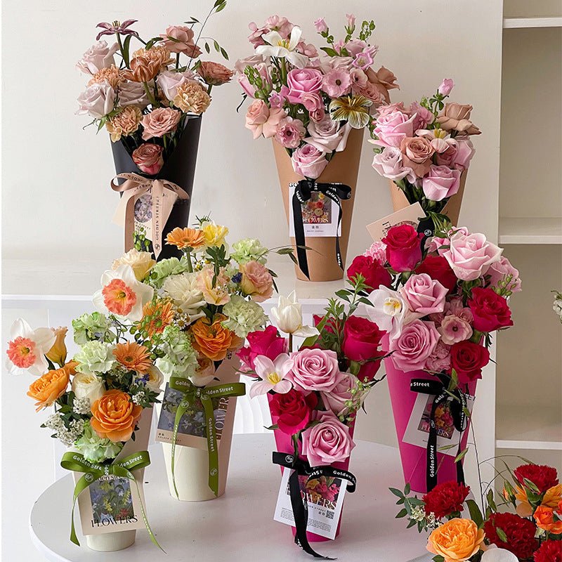 Rigid Cone Flower Box with liner included - Elegant Supply