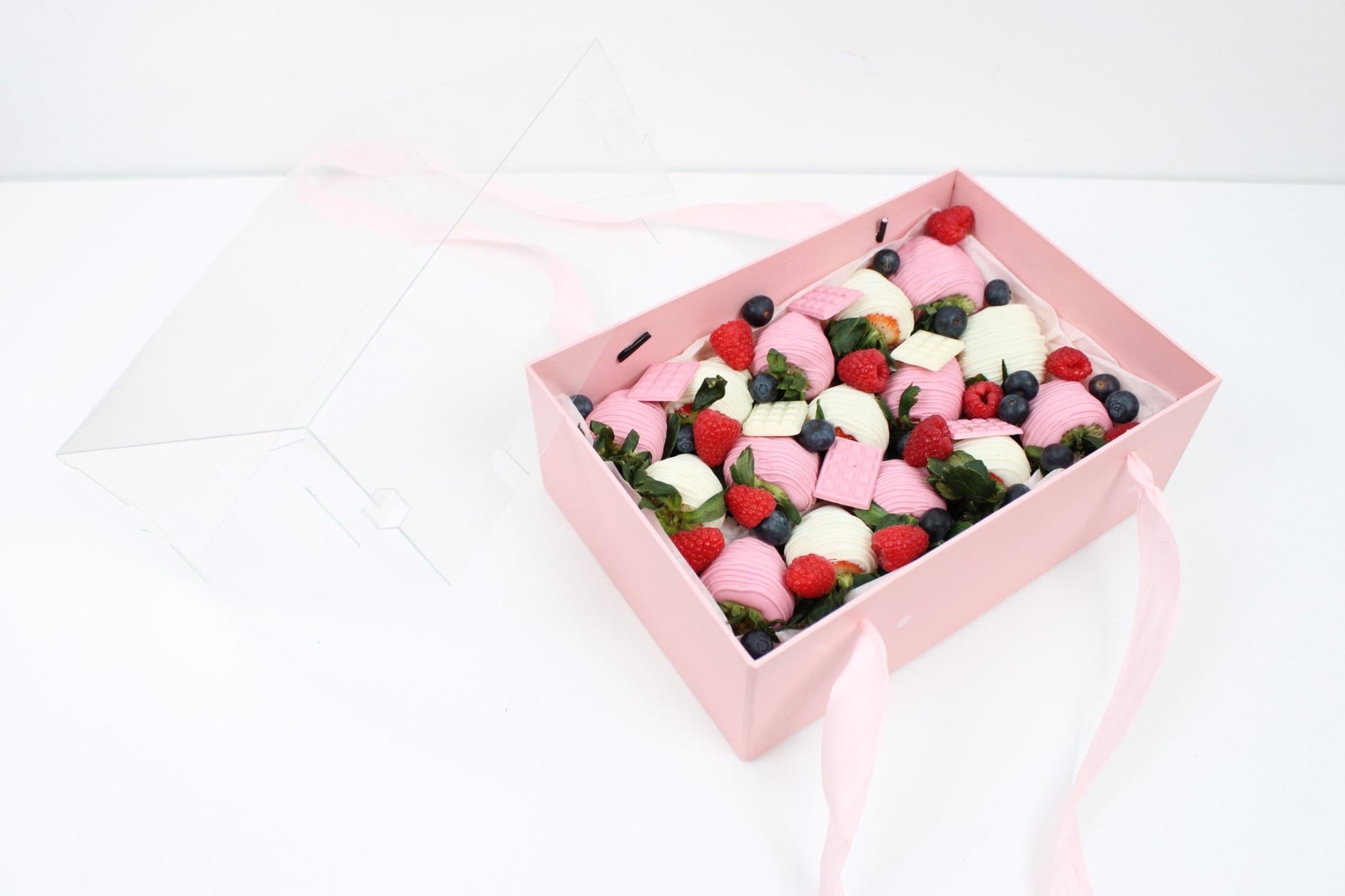 Rigid Rectangle Flower Gift Box with Clear Lid and Handles - Elegant Supply