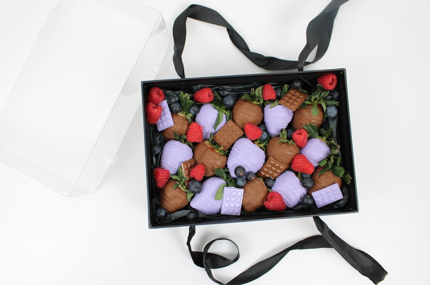 Rigid Rectangle Flower Gift Box with Clear Lid and Handles - Elegant Supply