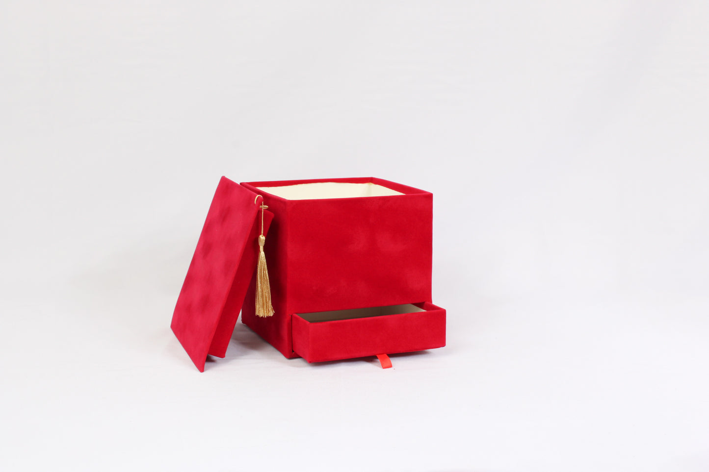 Velvet Square Graduation Flower Gift Box with Drawer