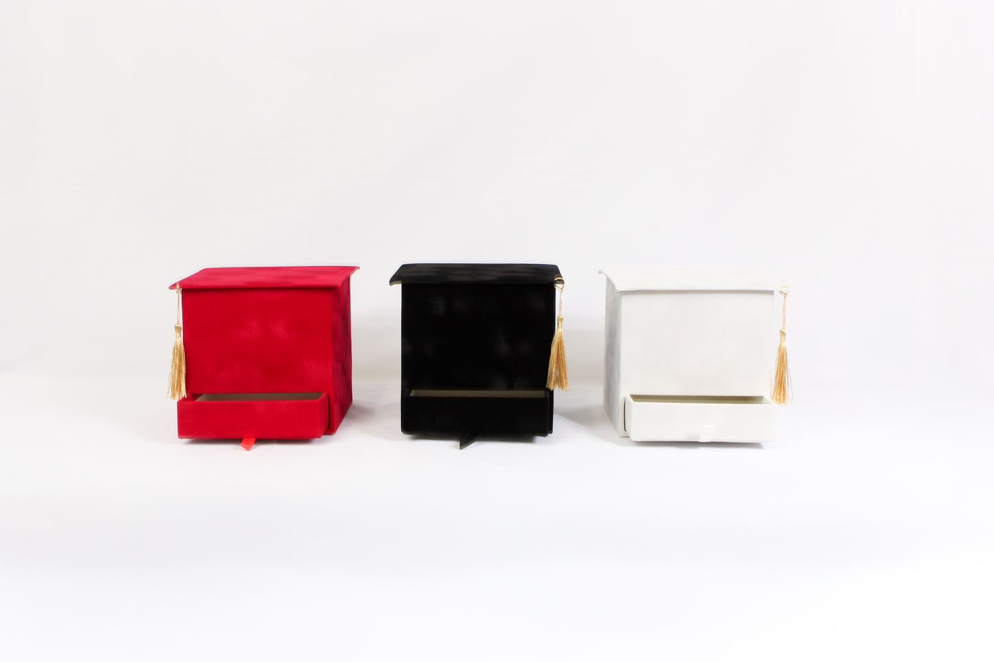 Velvet Square Graduation Flower Gift Box with Drawer