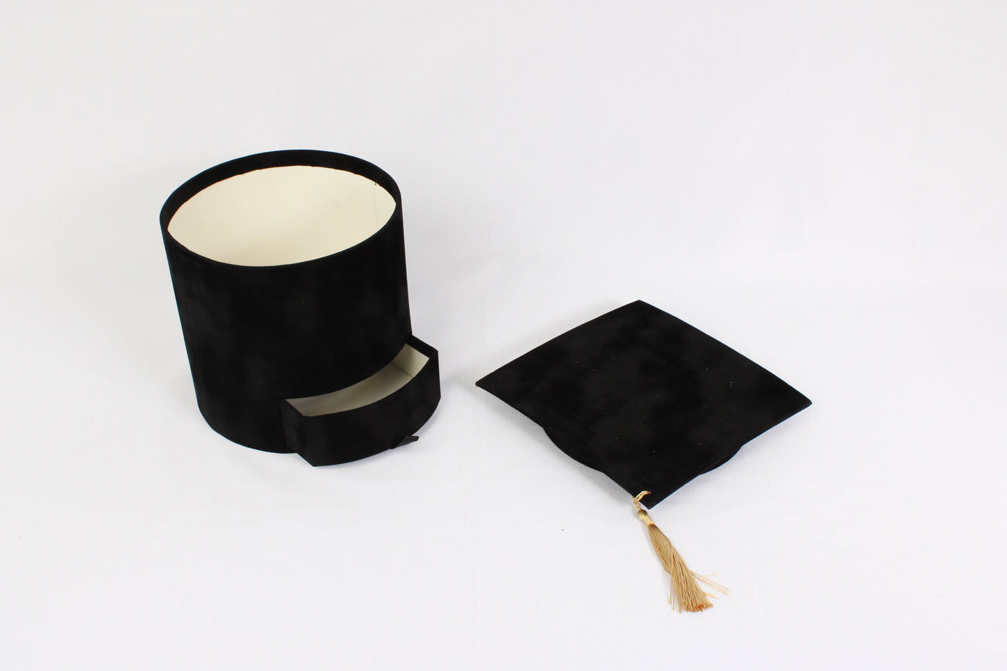Velvet Round Graduation Flower Gift Box with Drawer