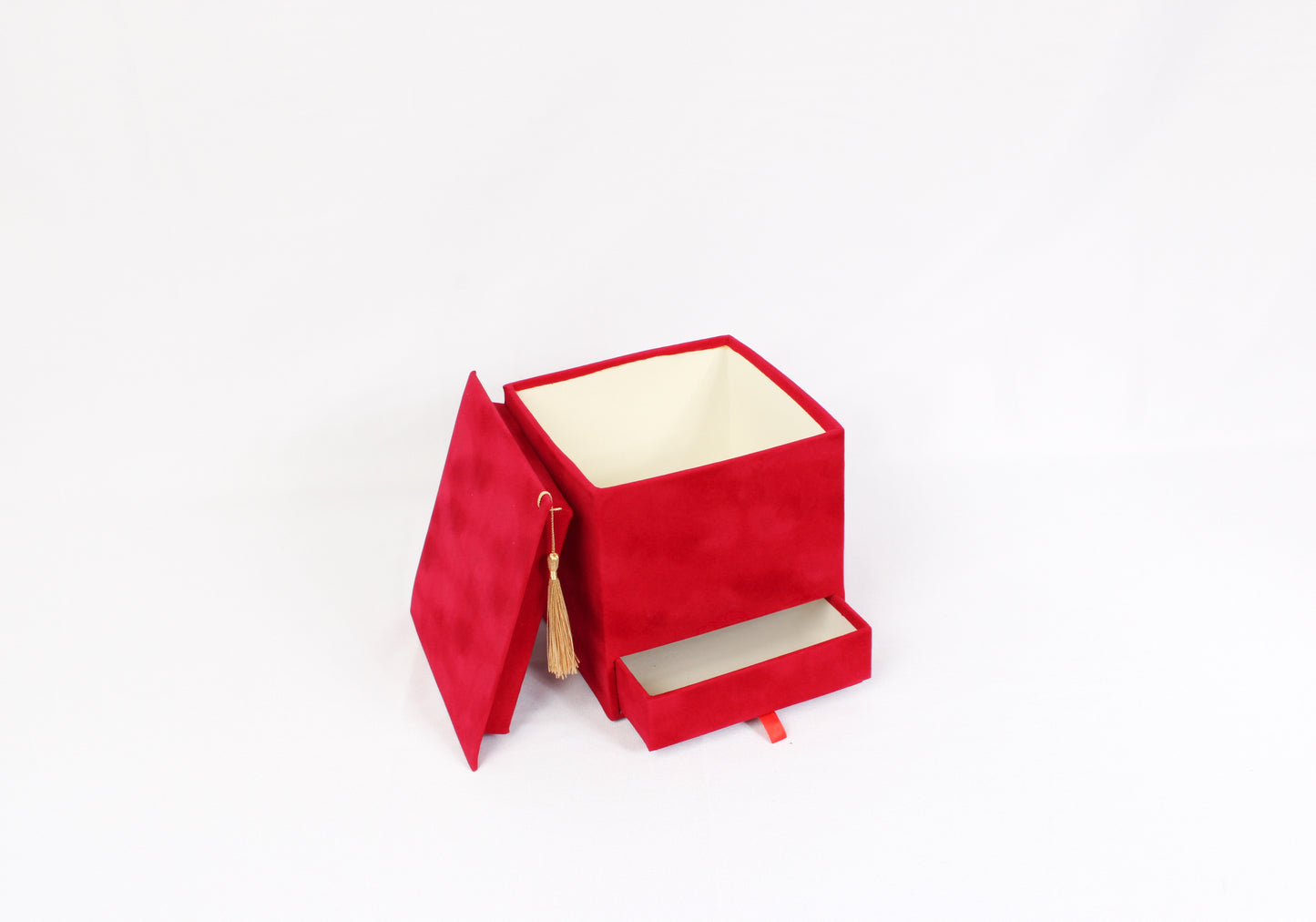 Velvet Square Graduation Flower Gift Box with Drawer