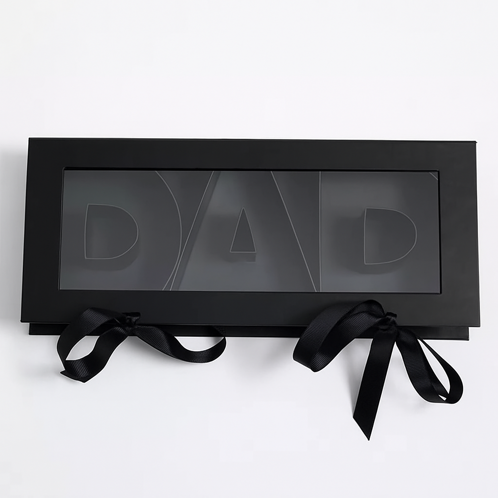 Fillable DAD Letters Flower Gift Box with Clear Lid