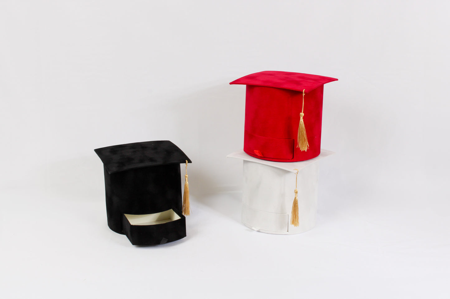 Velvet Round Graduation Flower Gift Box with Drawer
