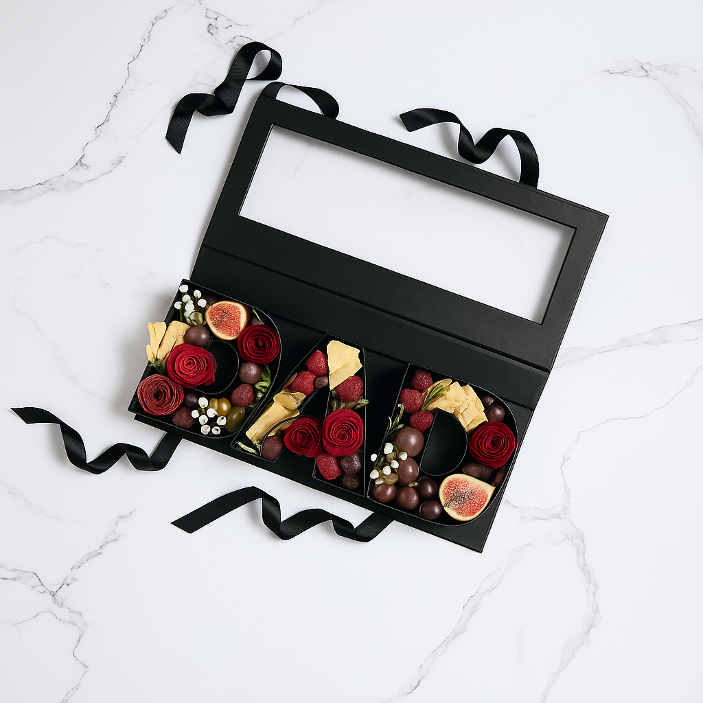 Fillable DAD Letters Flower Gift Box with Clear Lid