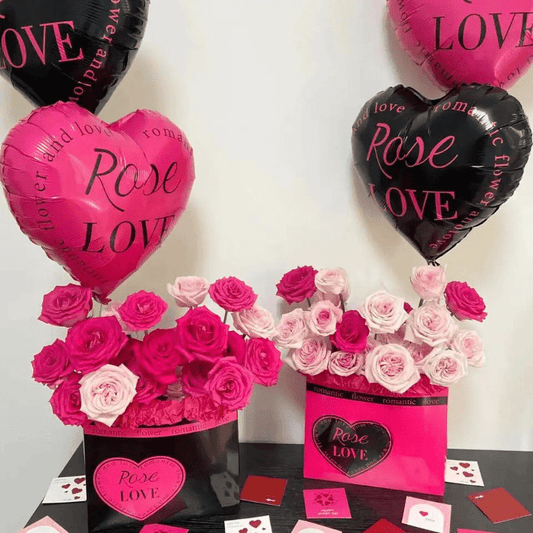 Rose Love Romantic Flower bag with matching balloon set included - Elegant Supply