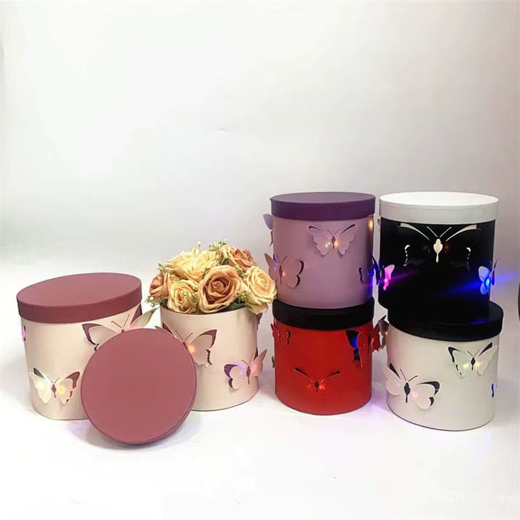Round Butterfly Flower Box with LED Lights - Elegant Supply
