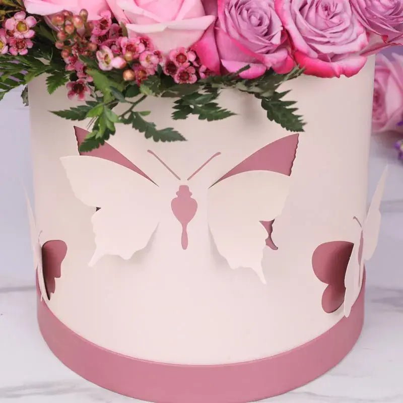 Round Butterfly Flower Box with LED Lights - Elegant Supply