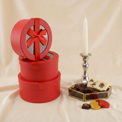 Round Flower Gift box with Clear Lid and Ribbon - Elegant Supply