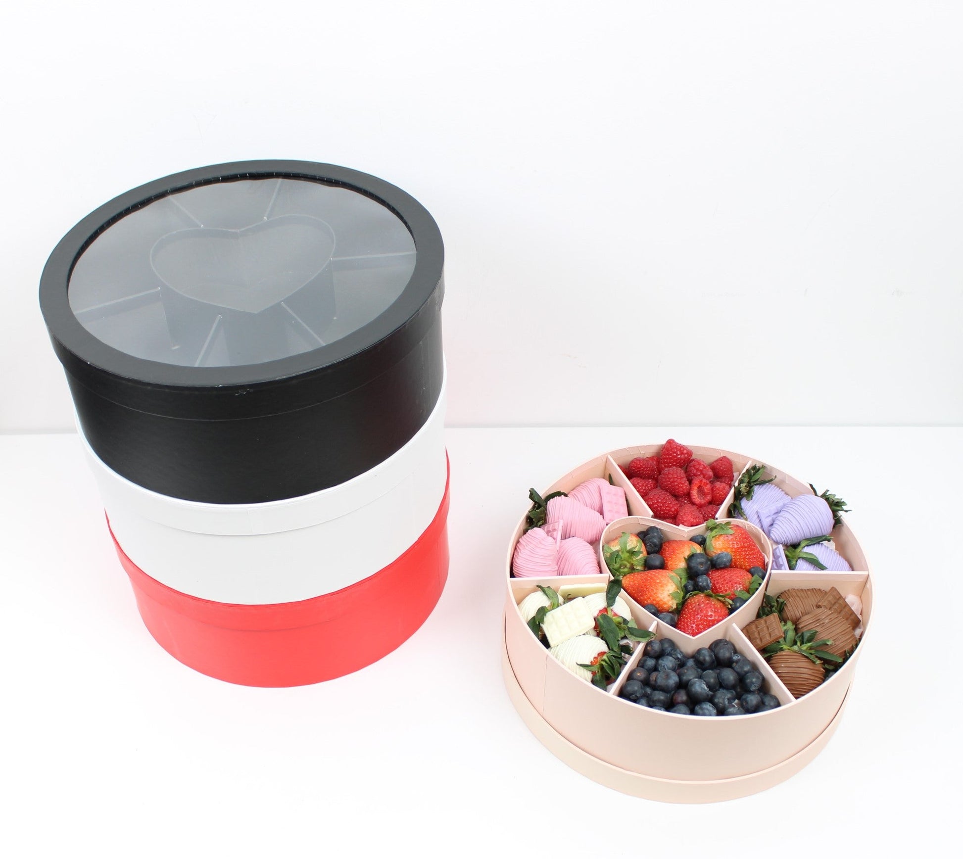 Round Flower Gift Box with Sections - Elegant Supply