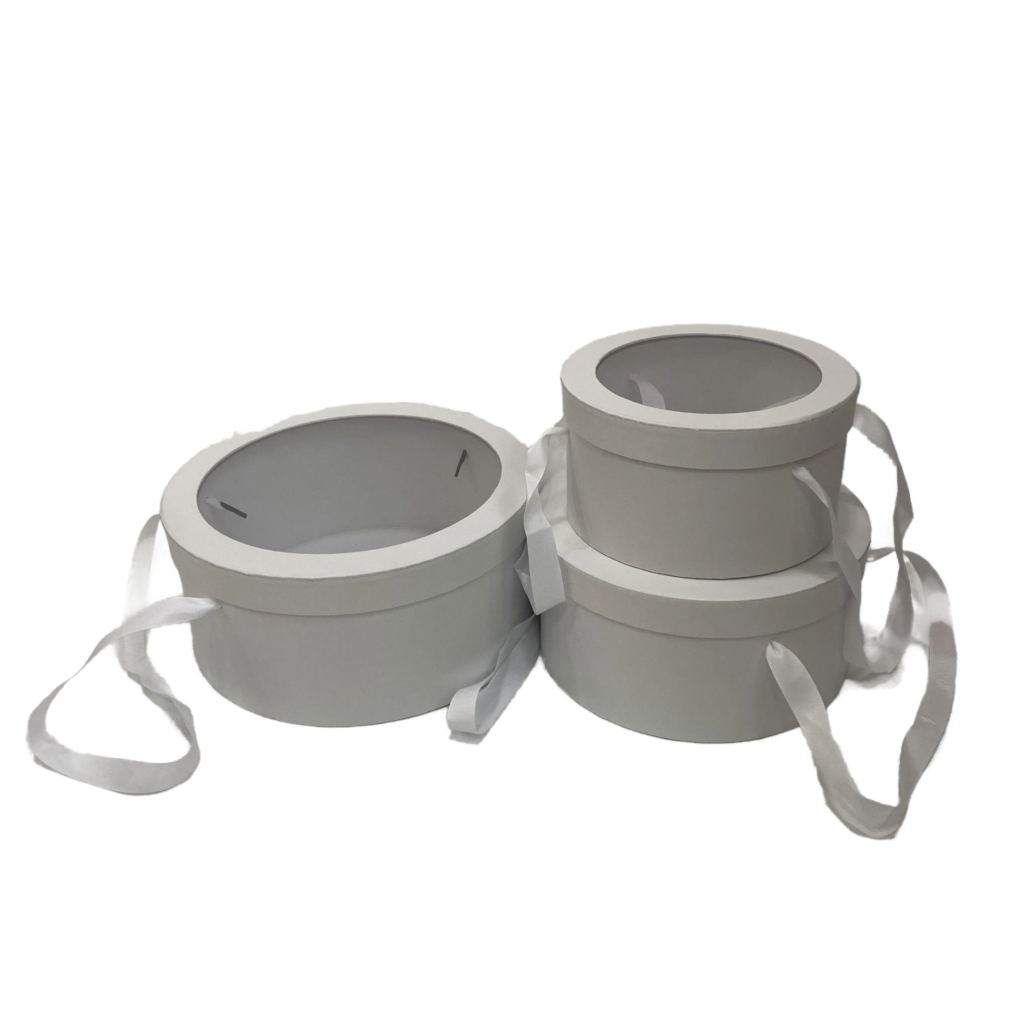 Round Gift Box with Clear Lid and Handle - Elegant Supply