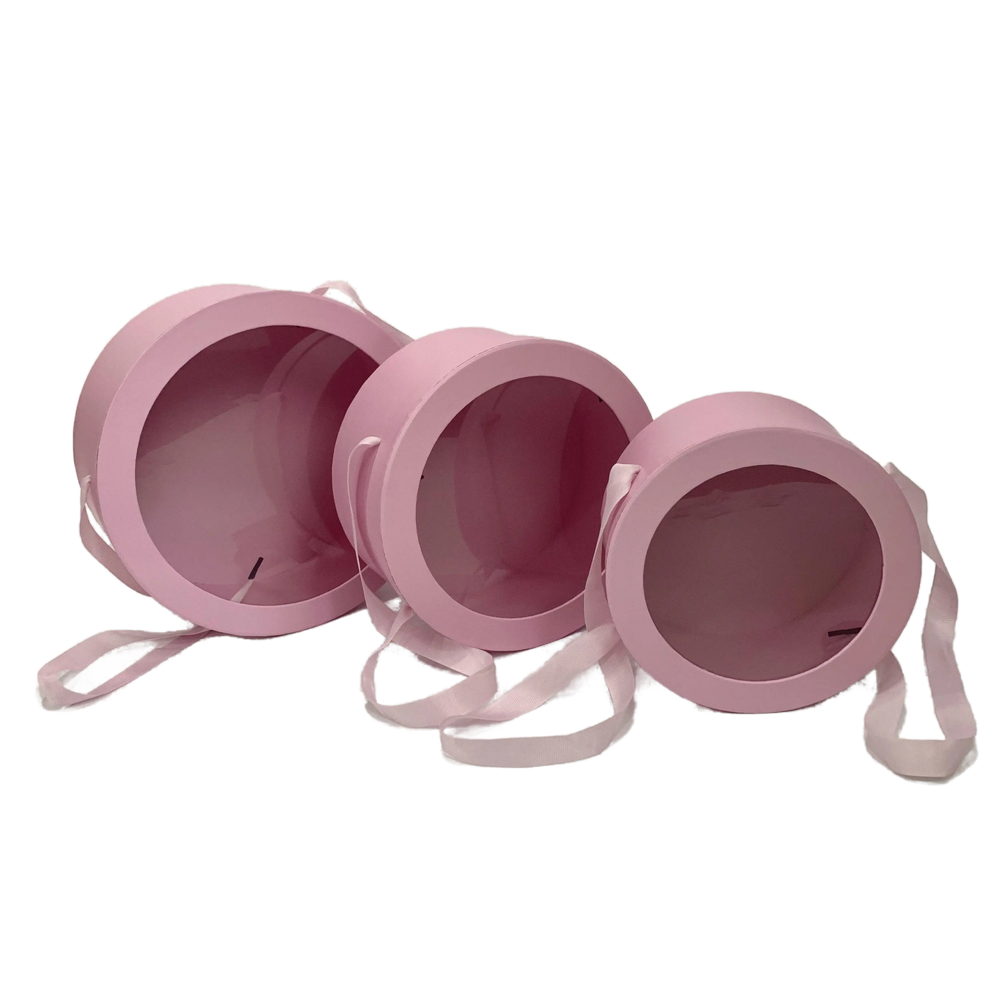 Round Gift Box with Clear Lid and Handle - Elegant Supply