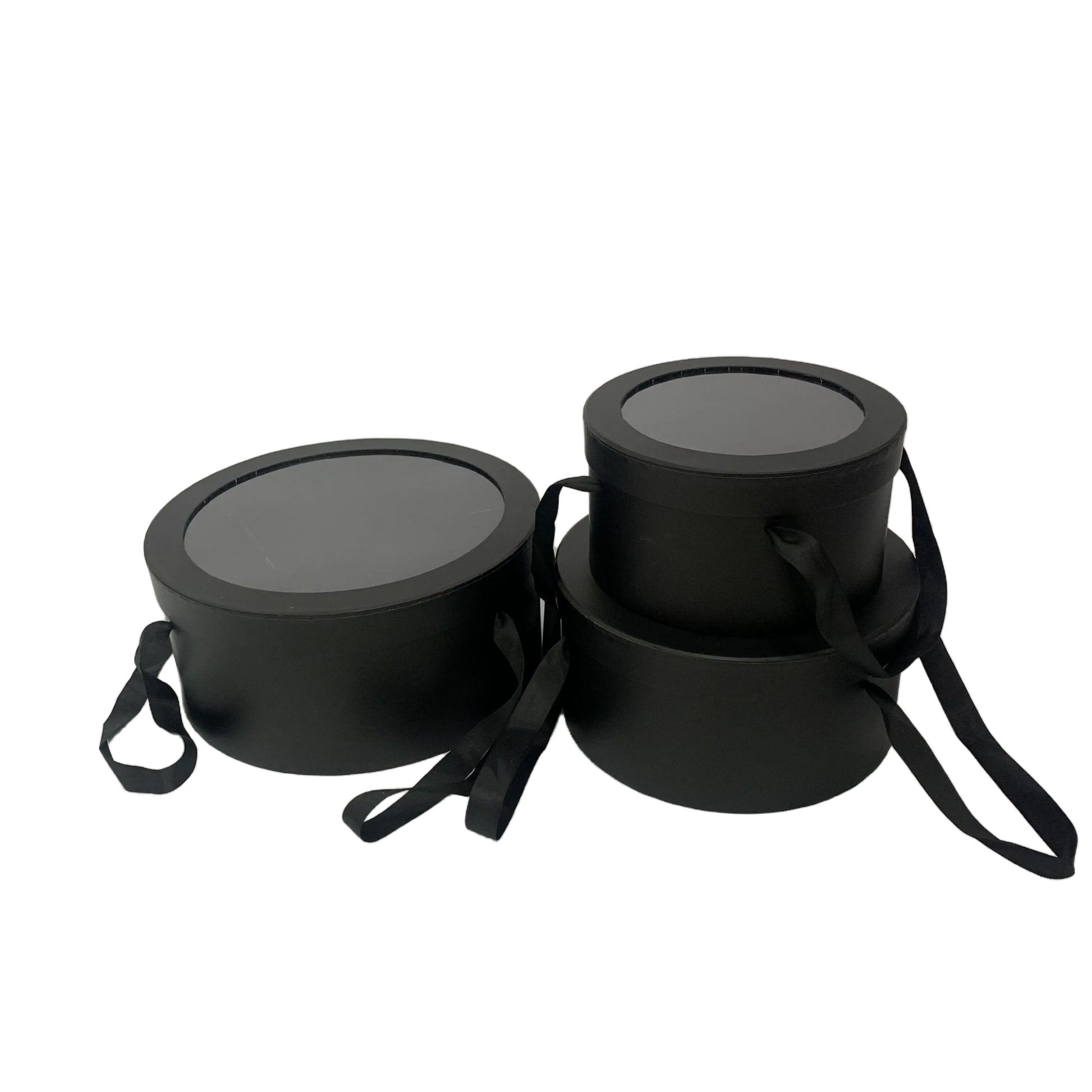 Round Gift Box with Clear Lid and Handle - Elegant Supply