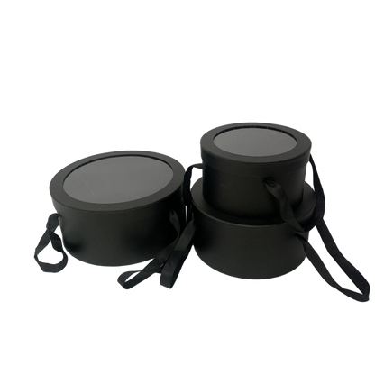 Round Gift Box with Clear Lid and Handle - Elegant Supply
