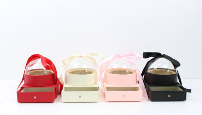 Round Globe Clear Top Flower Gift Box with Ribbon and drawer - Elegant Supply