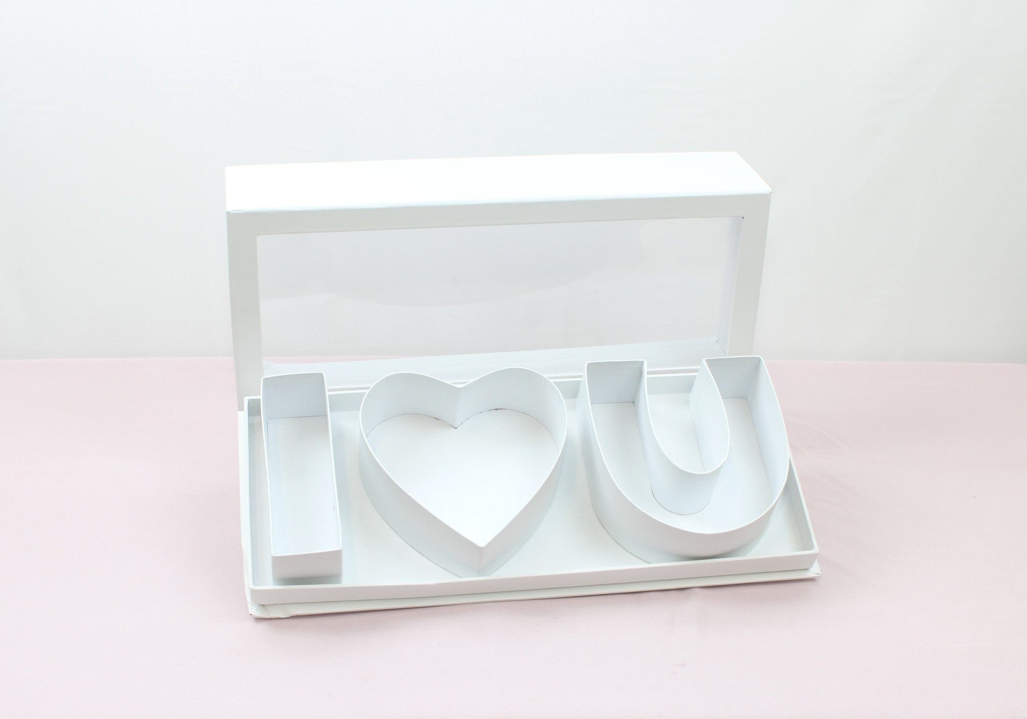 Fillable I Love you Rectangle Flower Gift Box with Clear Lid