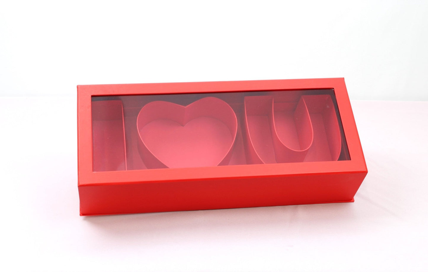 [SAMPLE] Fillable I Love you Rectangle Flower Gift Box with Clear Lid - Elegant Supply