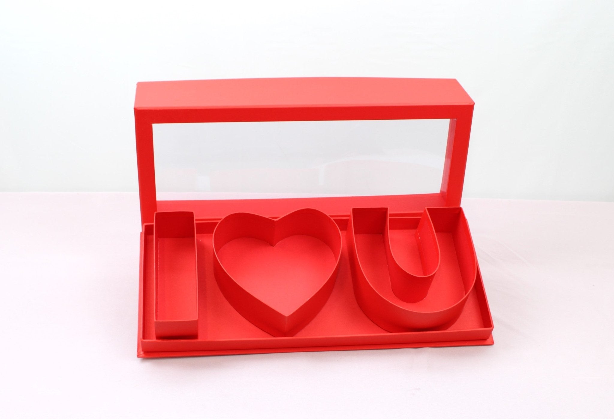 Fillable I Love you Rectangle Flower Gift Box with Clear Lid