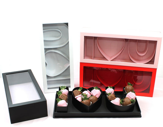 [SAMPLE] Fillable I Love you Rectangle Flower Gift Box with Clear Lid - Elegant Supply