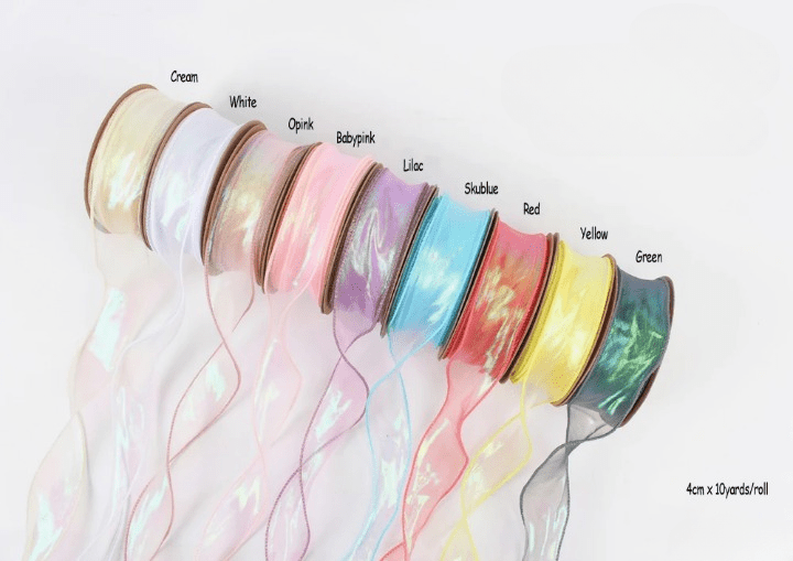 Shiny Mesh Silk Ribbon Roll For Flower Bouquet & Gift Wrapping - Elegant Supply