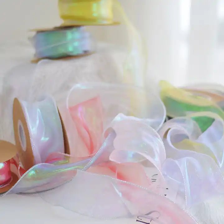 Shiny Mesh Silk Ribbon Roll For Flower Bouquet & Gift Wrapping - Elegant Supply