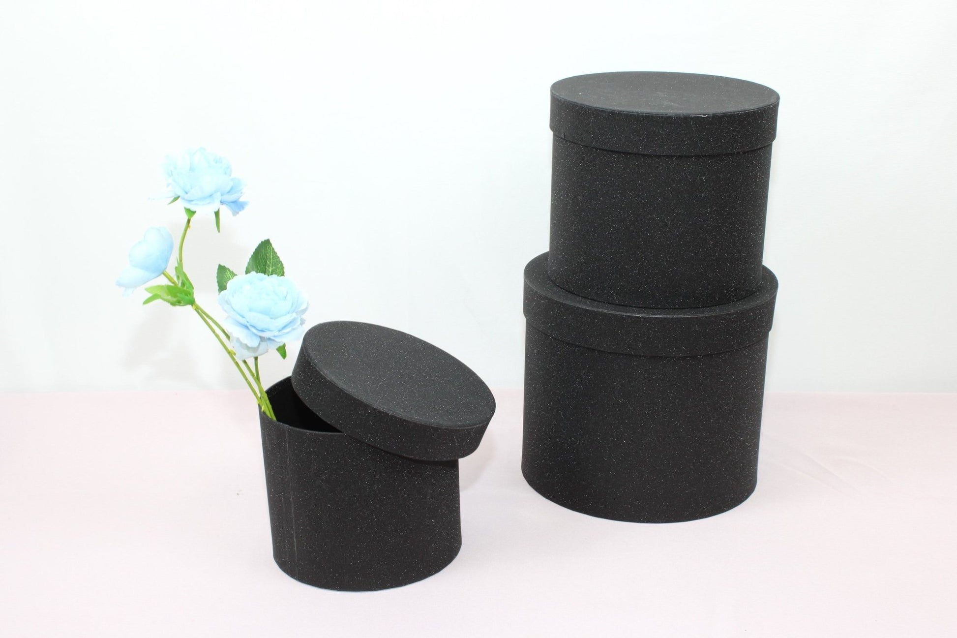 Shiny Round Flower Hat Box with Lid - Elegant Supply