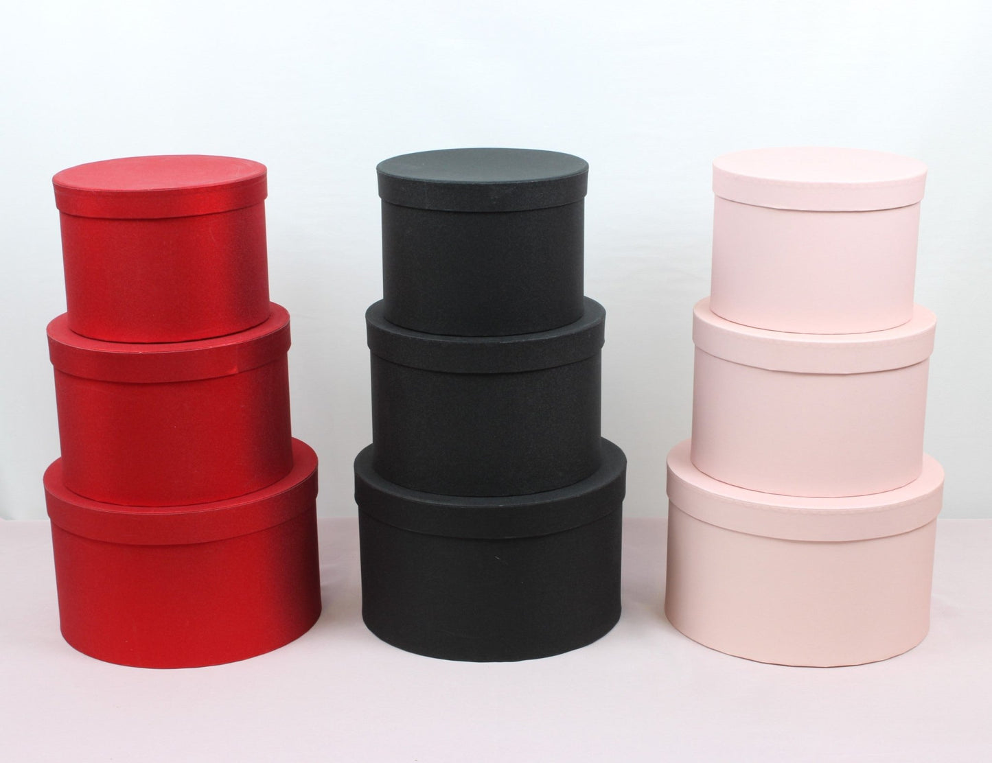 Shiny Shallow Round Flower Hat Box with Lid - Various Colors and Sizes - For Preserved Roses / Gift / Chocolate Strawberries Arrangements - Elegant Supply