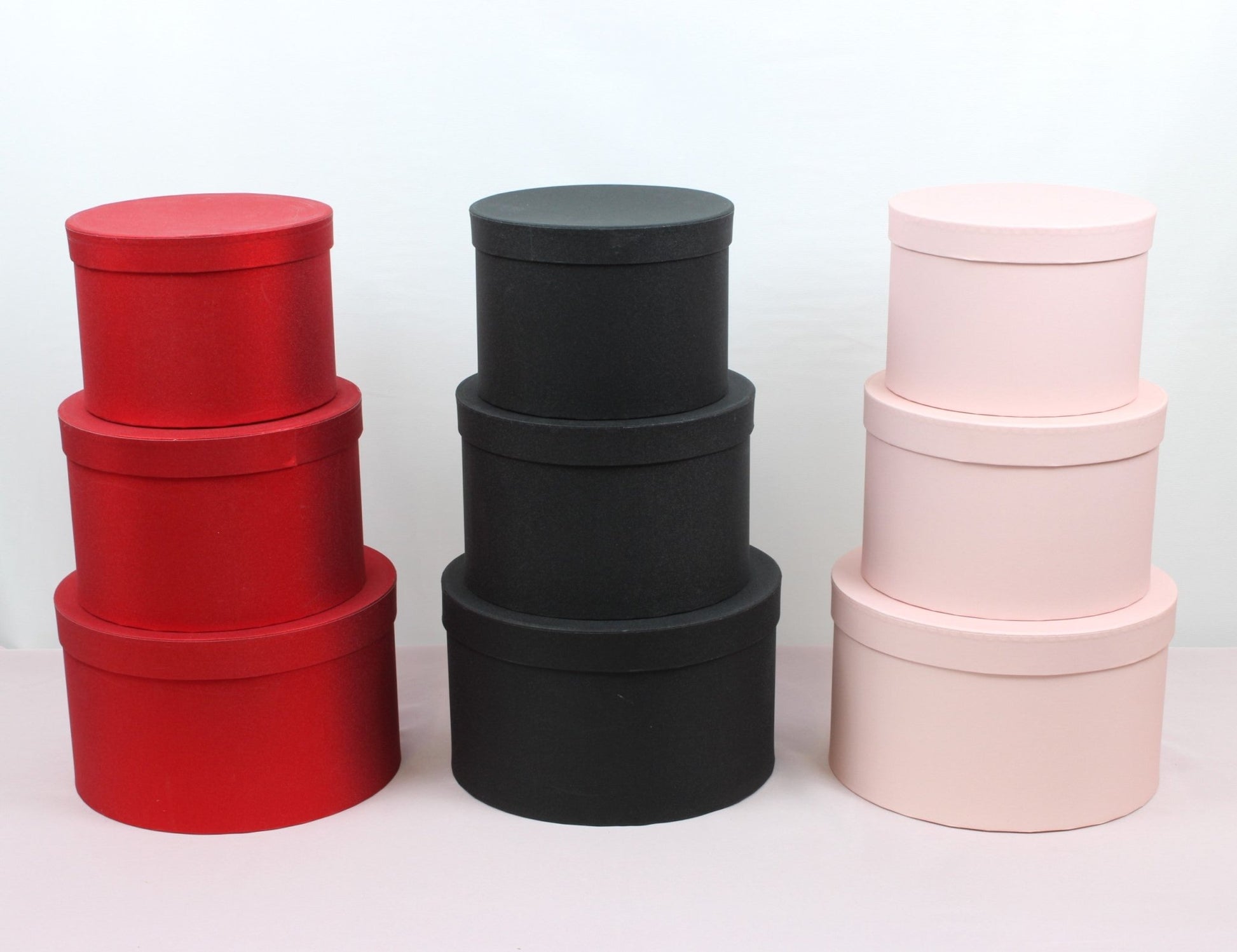 Shiny Shallow Round Flower Hat Box with Lid - Various Colors and Sizes - For Preserved Roses / Gift / Chocolate Strawberries Arrangements - Elegant Supply