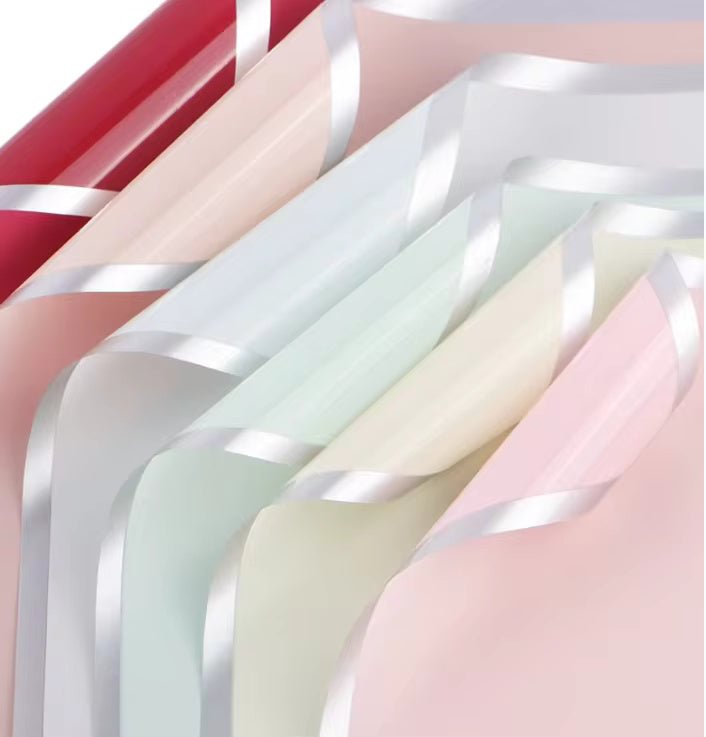 Silver Edge Flower Wrapping Paper (20pcs/bag) - Elegant Supply