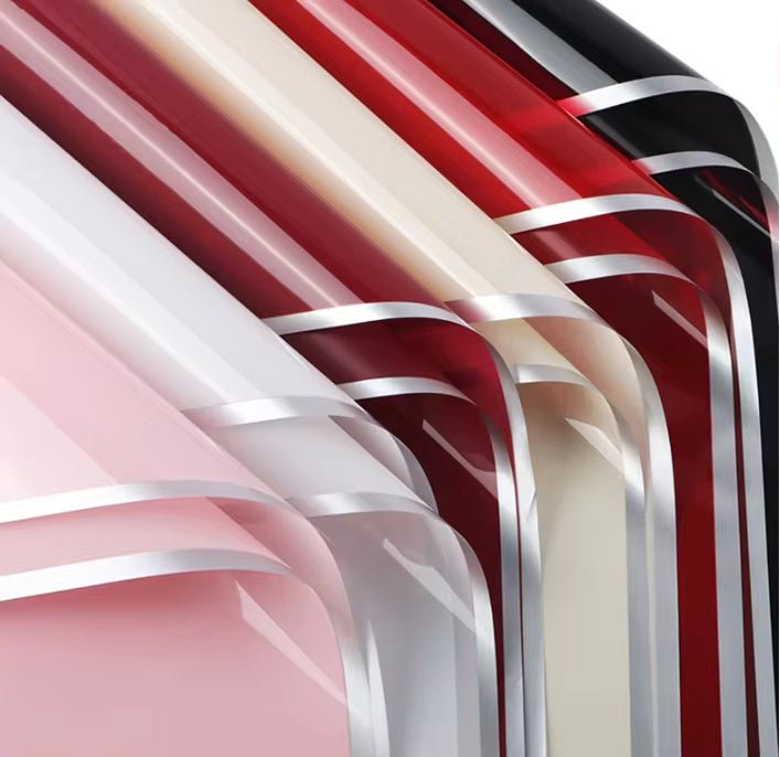 Silver Edge Flower Wrapping Paper (20pcs/bag) - Elegant Supply