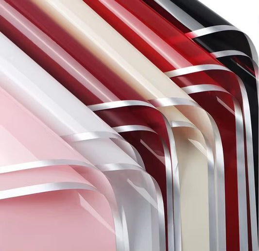 Silver Edge Flower Wrapping Paper (20pcs/bag) - Elegant Supply